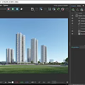 Modern High Rise Residential Building Exterior With Green Lawn Trees And Blue Sky