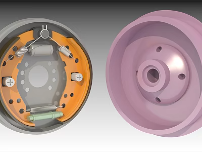 Industrial Mechanical Component Featuring Orange Internal Structure And Pink Perforated Casing 3d model