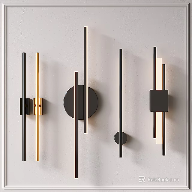 Modern Minimalist Wall Lamps With Sleek Linear Circular And Square Designs 3d model 