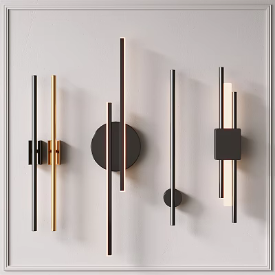 Modern Minimalist Wall Lamps With Sleek Linear Circular And Square Designs 3d model