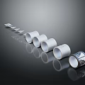 Household Essentials White Rolled Products with Patterned Design Arranged in Row