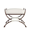 Elegant Modern Sofa Stool with White Padded Seat Brown Metal Frame and Armrests