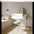 Modern Dressing Table Simple Cream Dressing Table Table and Chair Combination Side Table Corner Table Combination Fabric Double Bed Art Ornaments 3d model
