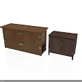 Wooden Furniture Set With Light Brown Large Cabinet And Dark Brown Small Storage Unit