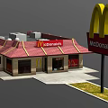 McDonald's Restaurant Exterior Featuring Red Roof Golden Arches Sign And Roof Equipment