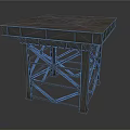 Sturdy Industrial Metal Platform With Square Top And Crossed Frame Structure