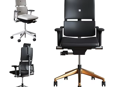 Ergonomic Modern Office Chair With Adjustable Armrests Gold Base Design 3d model