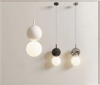 Modern chandelier minimalist double ball chandelier 3d model