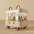 Mobile Coffee Cafe Cart With Transparent Windows Yellow Accents And Wheels
