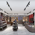 Modern Tobacco and Alcohol Store Interior with Shelves Display Counters and Product Arrangement