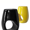 Modern Black and Yellow Stools with Sleek Surface and Unique Hole Design 3d model