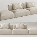 Modern Beige Fabric Three Seater Sofa With Two Pillows And Modular Design 3d model