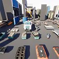 Modern Water Transport Vehicle Construction with Various Components and Metal Parts