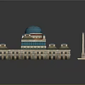Ancient Architecture Complex With Blue Dome Traditional Roof And Symmetrical Courtyard Layout