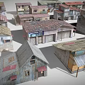 Various Small Building Models With Red Gray Tiles White Red Brown Exteriors Single Multi Story