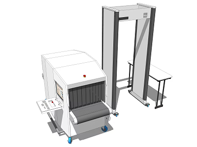 Public Facility Security Equipment With Walk Through Metal Detector And Baggage Scanner 3d model