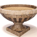 Vintage Style Stone Garden Ornament Planter With Bowl Shaped Design And Square Base