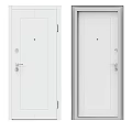 White Single Panel Swing Door With Simple Design And Silver Door Handle 3d model