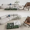 Modern sofa coffee table combination 3d model