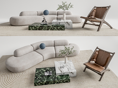 Modern sofa coffee table combination 3d model