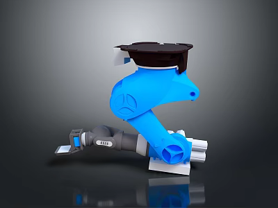 Blue Robotic Arm Design With Black Top Component Gray Joints And White Base Structure 3d model