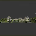 Detailed Medieval Fortress Model With Stone Walls Corner Towers And Central Courtyard