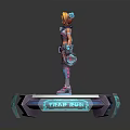 Anime Character With Colorful Hair Standing On Glowing Sky Blade Platform In Decorative Armor