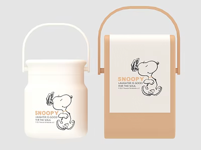 SNOOPY Bath And Body Care Products With Handle Jar And Box Design 3d model
