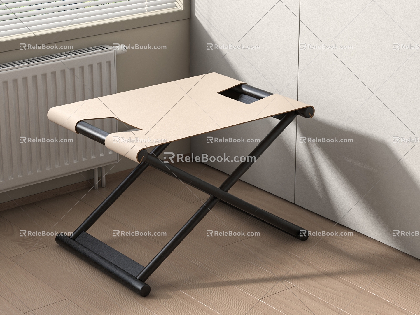 Shoe Changing Stool Folding Stool Mazar Low Stool 3d model