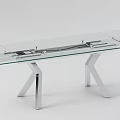 Modern Glass Top Dining Table With Sleek Chrome Metal Legs Design