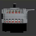 Electric Motor With Silver Housing Black Base And Red Internal Coils