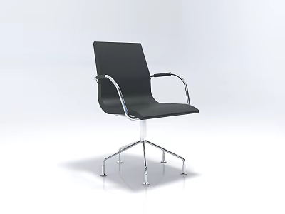 Modern Single Chair With Black Upholstery Sleek Metal Armrests And Sturdy Legs 3d model