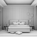 Elegant Modern Bedroom Interior Design With Upholstered Headboard Round Mirrors Recessed Lighting And Glass Wardrobe