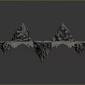Intricate Ornamental Square Base With Mountain Shaped Decorations And Circular Trays