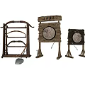 Traditional Rustic Garden Ornaments with Wooden Archery Targets Bows Arrows and Signboard