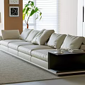 Modern Comfortable Light Beige Three Seater Sofa With Soft Cushions For Bright Minimalist Living Room