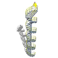 Modern Metal Spiral Staircase Design with Handrail and Person Standing on Top