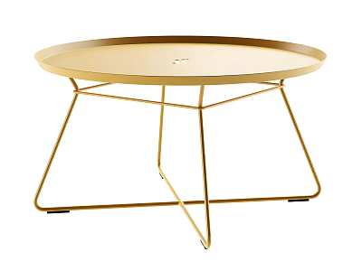 Modern Round Golden Dining Table With Sturdy Geometric Metal Frame Structure 3d model