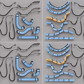 Abstract Decorative Pattern Featuring Curved Lines In Blue Black And Brown 3d model