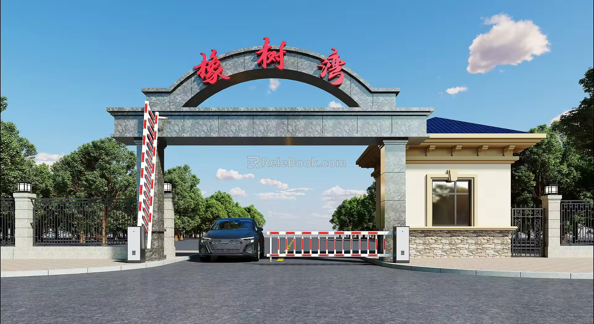 Residential Gate Effect Diagram Stone Gate Effect Diagram 3d model