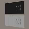 Modern Black and White Switch Panel with Switches and Sockets Design 3d model