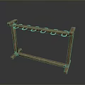Wooden Weapon Rack With Hanging Hooks For Sword Storage And