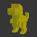 Red Pixel Style Dinosaur Decor On Kids Wooden Chair Furniture Piece