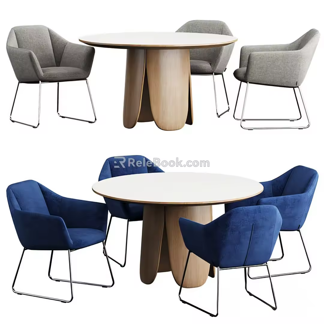 Table and Chair Combination Round Table Chair 3d model
