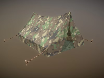 Camouflage Pattern Ceiling Drapery Canopy With Securing Ropes And Decorative Structure 3d model