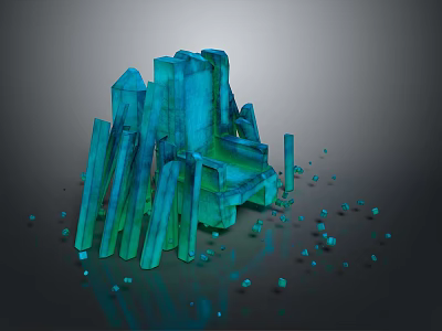 Abstract Blue Transparent Furniture Structure With Small Blue Cubes Around 3d model