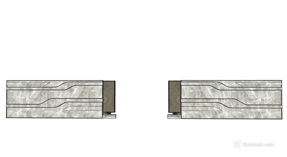 Symmetrical Modern Feature Wall Design With Marble Texture And Wavy Lines 3d model