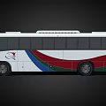 White Public Bus With Red Blue Green Stripes And Wheelchair Symbol