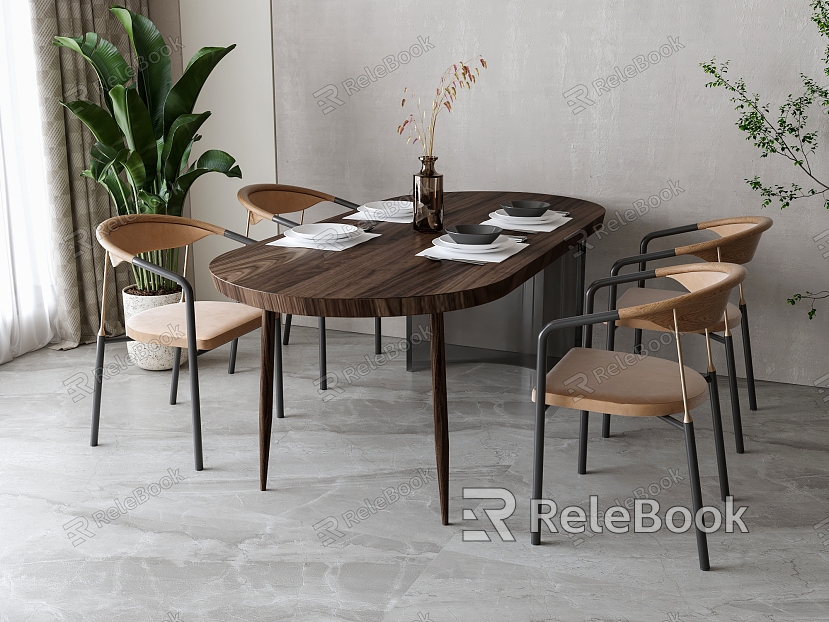 Modern Dining Table and Chair Combination model