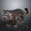 Detailed Snow Leopard Figurine With Black Spots And Lifelike Standing Pose